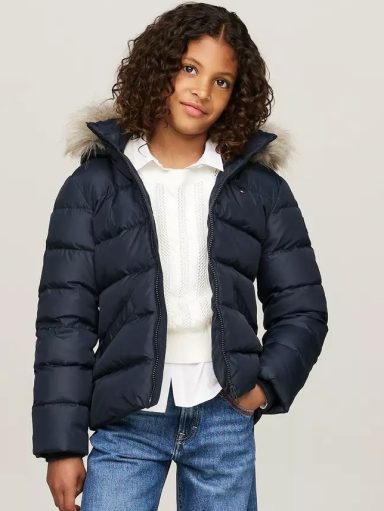 Tommy Hilfiger Girls Faux Fur Hooded Puffer Jacket. RRP £130.00. Procured for Chinese customer for £95.00 Tommy Hilfiger Girls Faux Fur Hooded Puffer Jacket. RRP £130.00. Procured for Chinese customer for £95.00